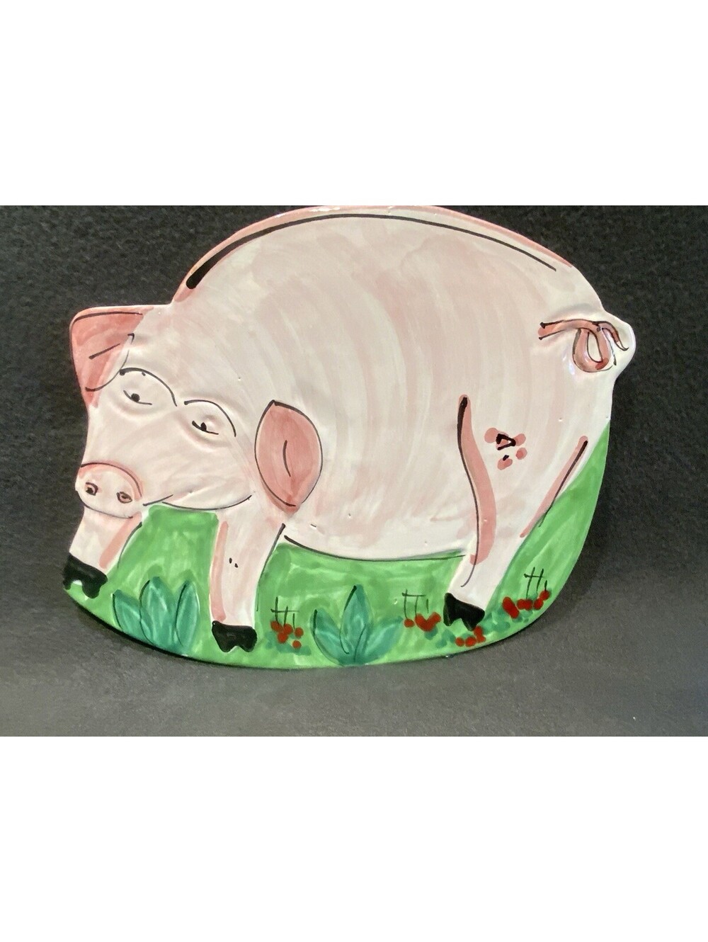 Italian La Musa Pottery Pig Hand Painted Ceramic Trivet or Wall Hanging